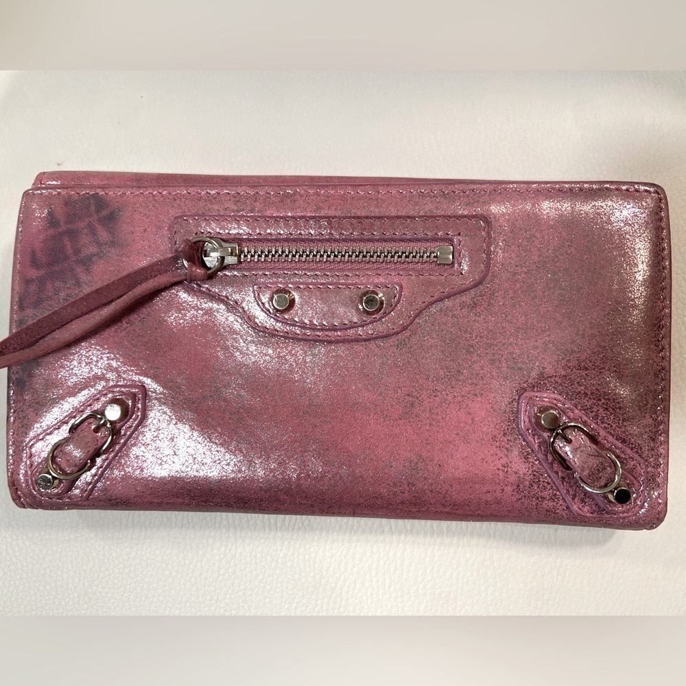 BALENCIAGA Le City Pink Leather Long Bifold Wallet, EUC - Picture 5 of 15